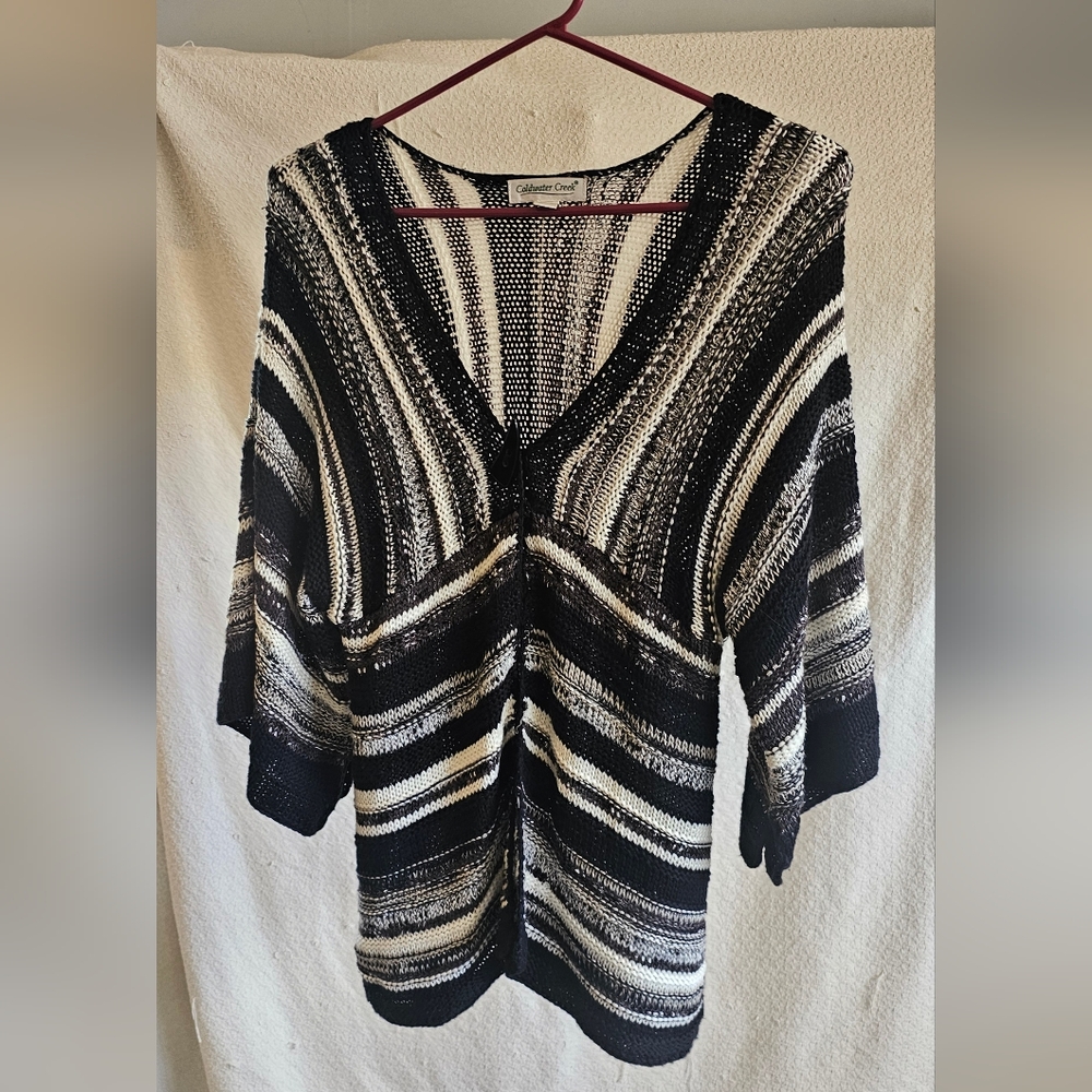 Coldwater Creek Black/White Cardigan Sweater, size Small